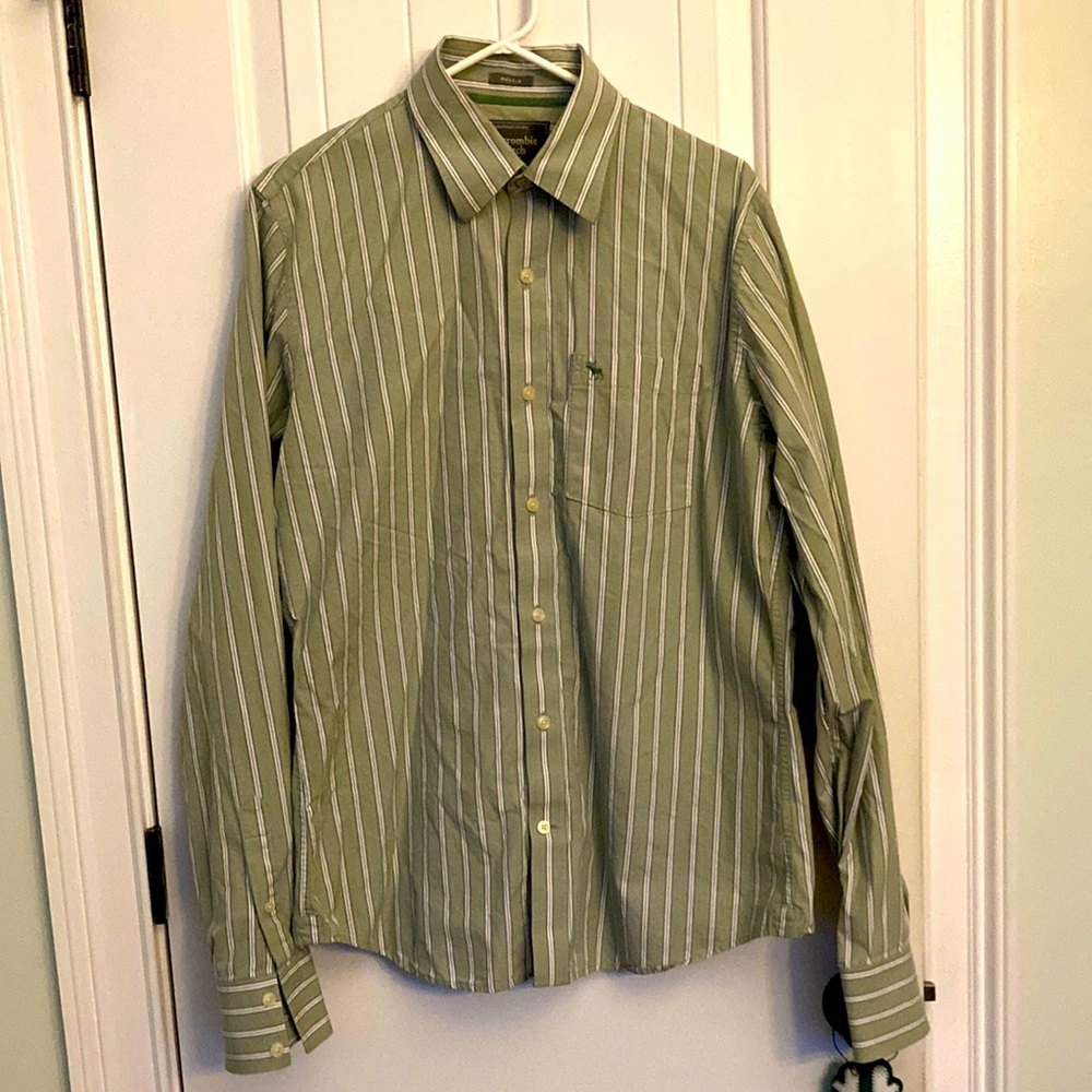 Abercrombie & Fitch Mens Musclr Long Sleeve Striped Button Up Shirt Sz XL
